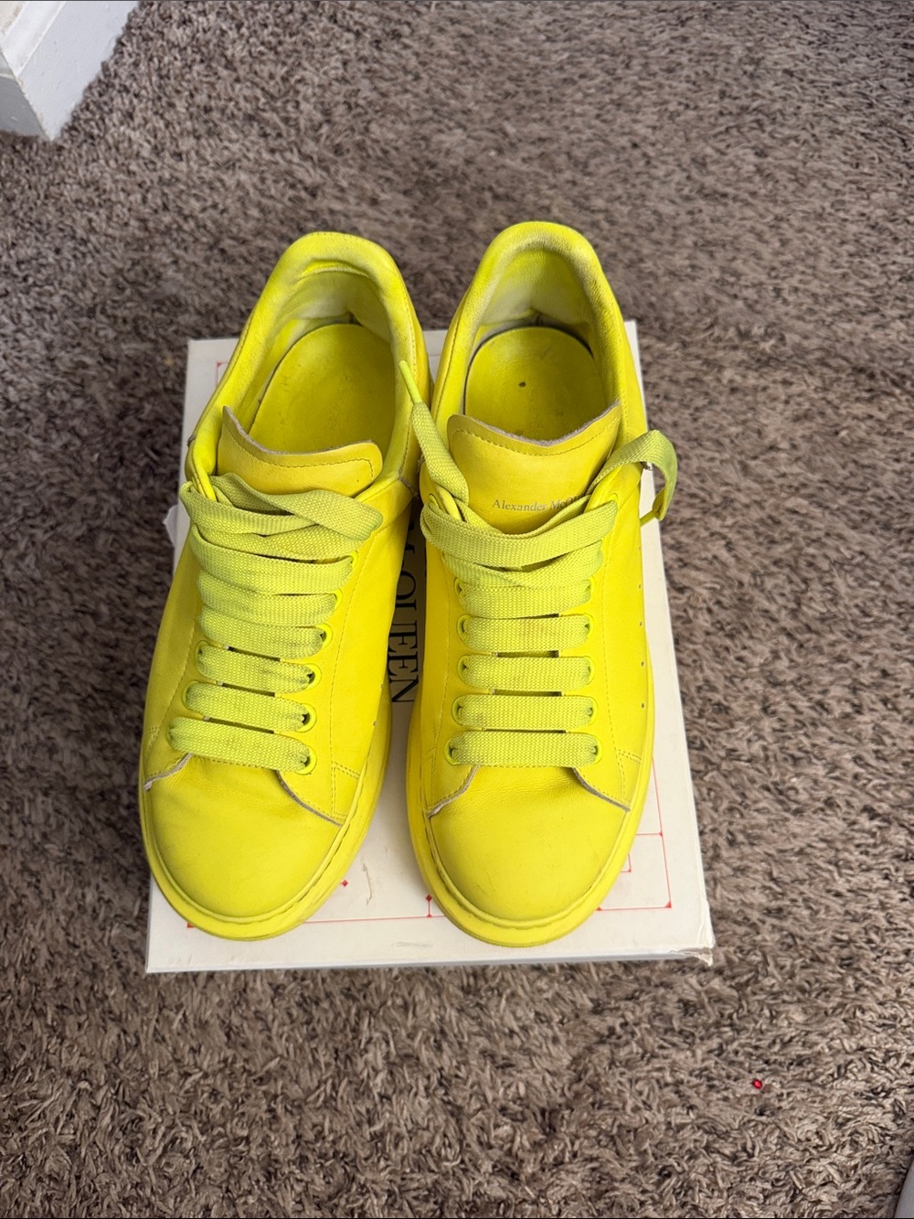Alexander McQueen Neon Yellow Leather Sneakers
